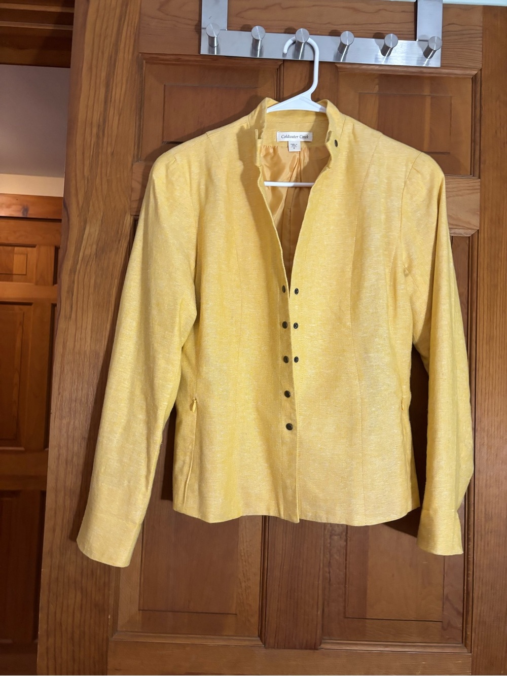 Coldwater Creek Lemon Yellow Linen Blend Blazer Jacket Size 6